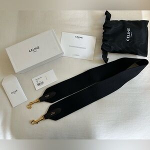 Celine Black Strap with Gold Hardware